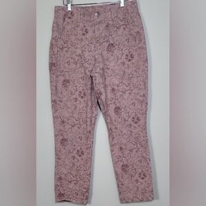 Knox Rose Floral High-Rise Pants Size M Cottagecore Feminine Pink Elastic Girly